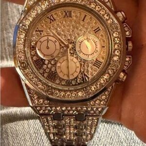 Women's Crystal-Embellished Silver Tone Watch